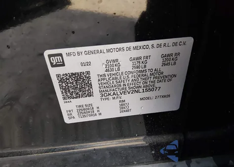 2022 GMC Terrain Awd Slt из США, поврежденный, VIN 3GKALVEV2NL155077